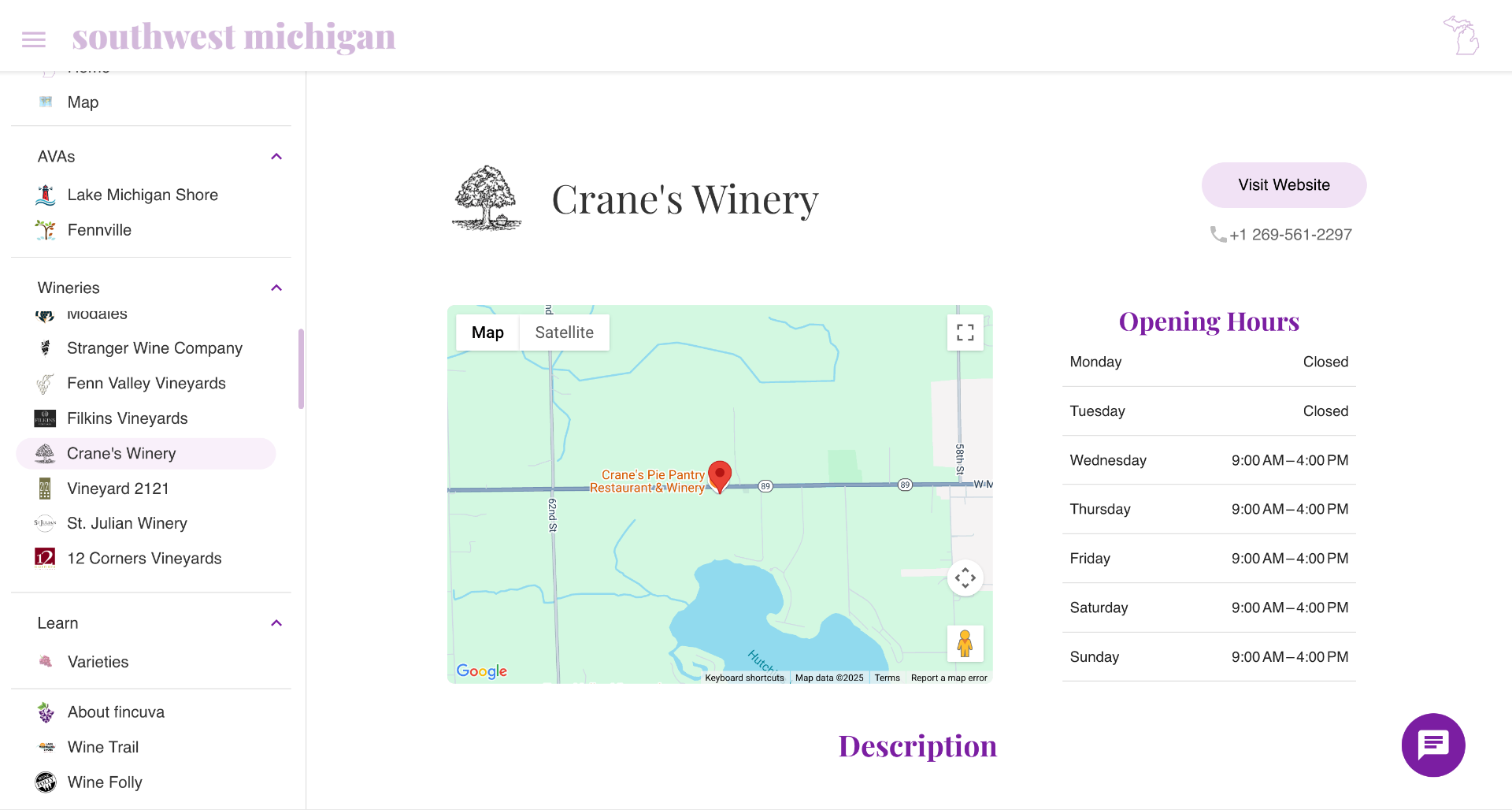 Michigan Wine Map Interface